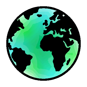 The GamesWeb101 logo; A globe with transparent oceans on top of a lime and cyan mix of colors